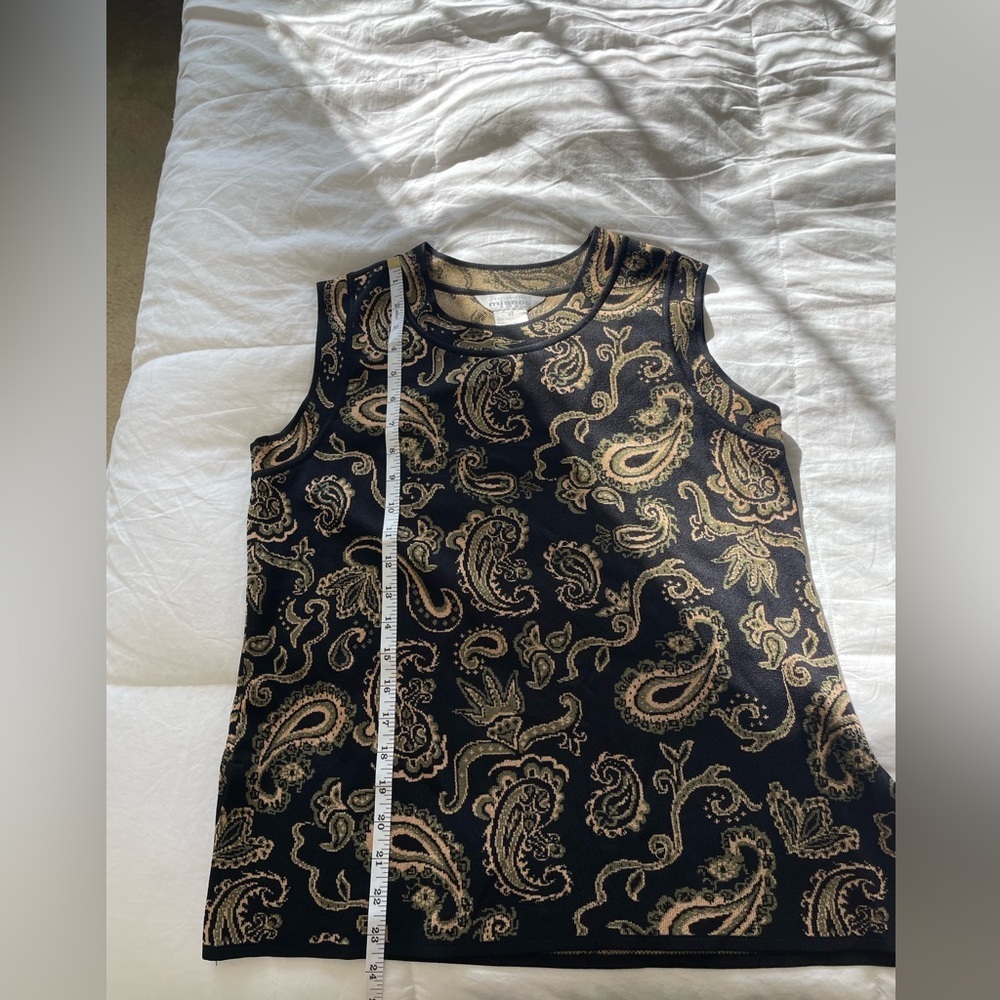 Exclusively Misook Black Sleeveless Paisley Knit Top – Size M - Picture 4 of 7